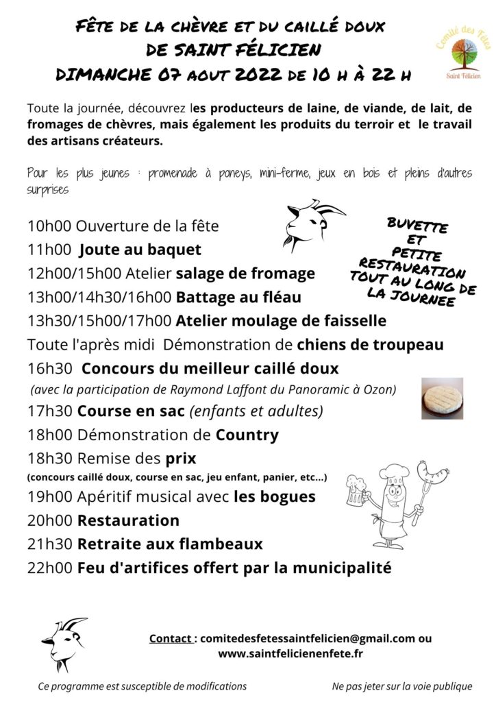 Programme fête de la chèvre
